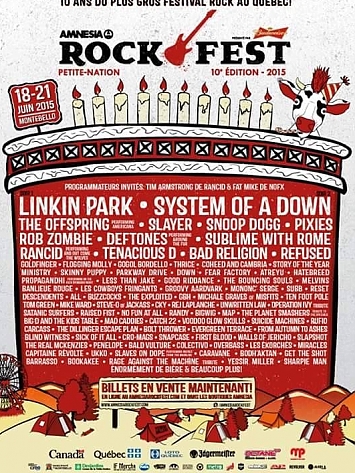 Amnesia Rockfest 2015 Montebello Poster - Line-Up & Bands