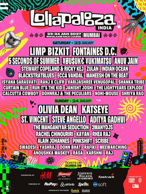 Lollapalooza India 2027 Mumbai Poster - Line-Up & Bands