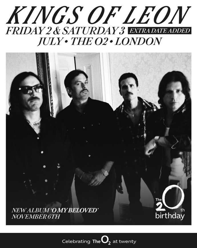 Kings Of Leon London 2027 O2 Arena Poster - Tickets und Infos