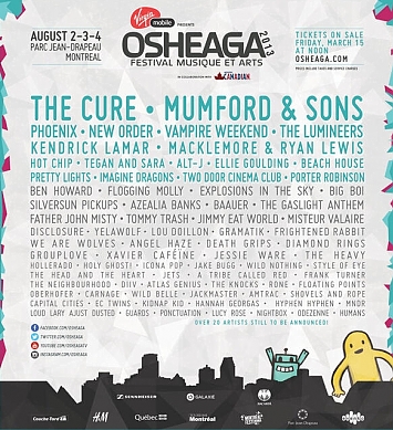 Osheaga 2013 Quebec Poster - Line-Up & Bands
