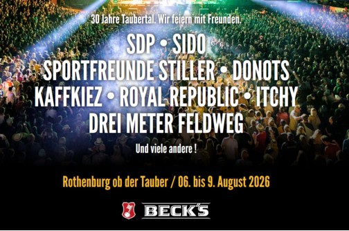 Taubertal 2026 - mit den Sportis, SDP, Donots ua stehen erste Bands fest!