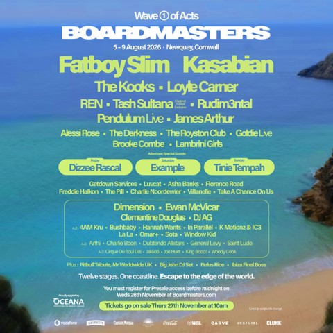 Boardmasters 2026 Lineup Poster
