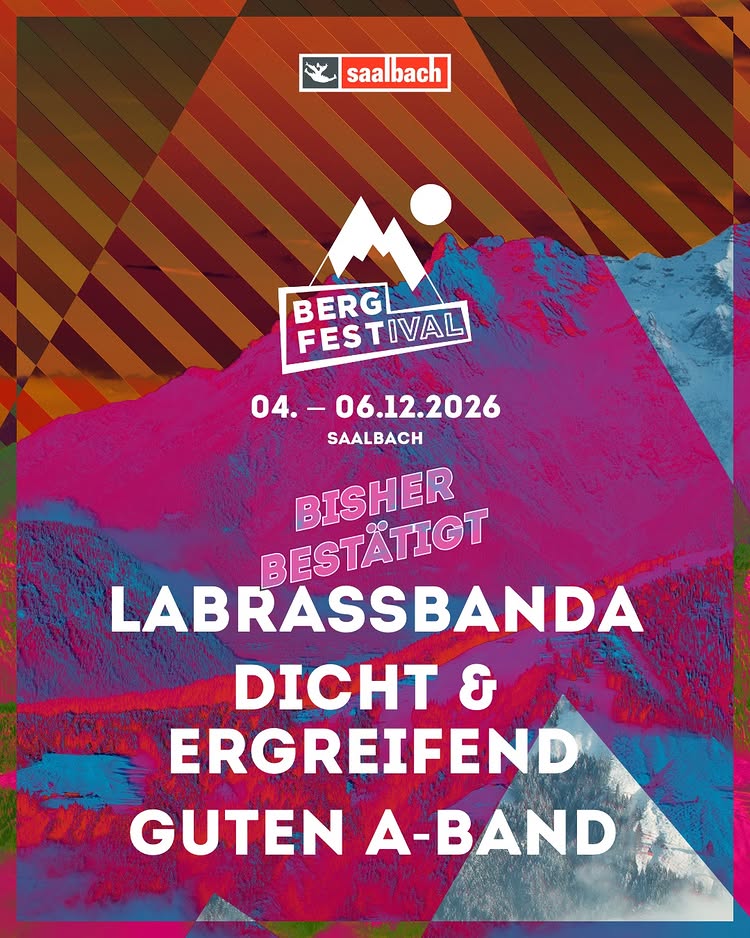 bergfestival 2026 saalbach line-up poster erste acts