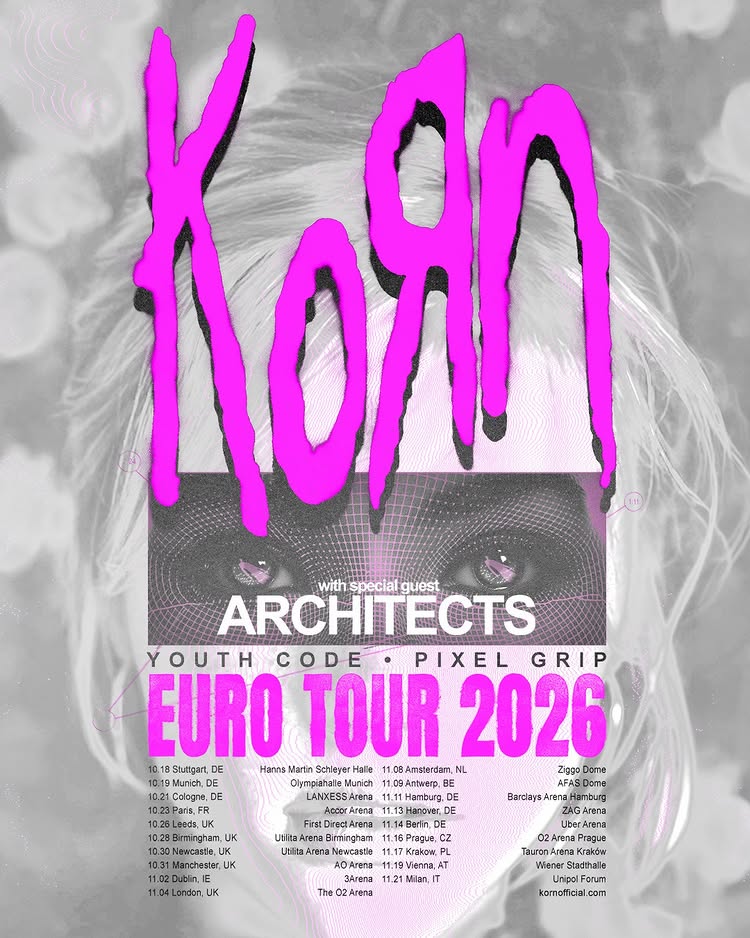 korn-european-tour-2026-poster-line-up-vienna-munich-amsterdam