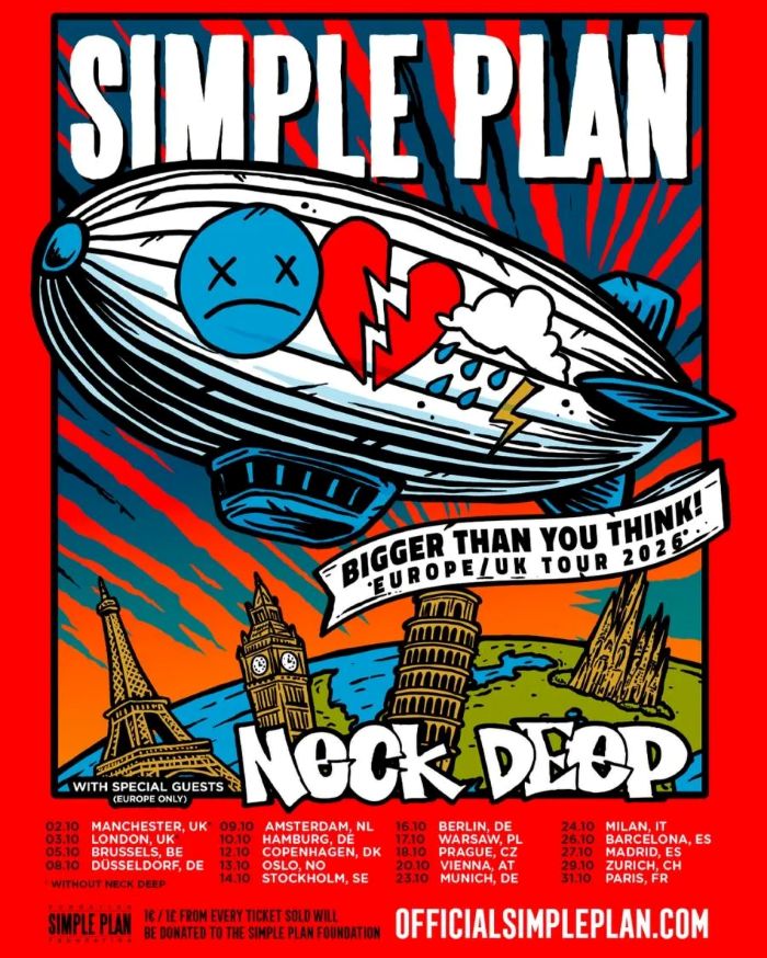 Simple Plan European Tour 2026 Bigger Than You Think Wien, Deutschland, Österreich, UK
