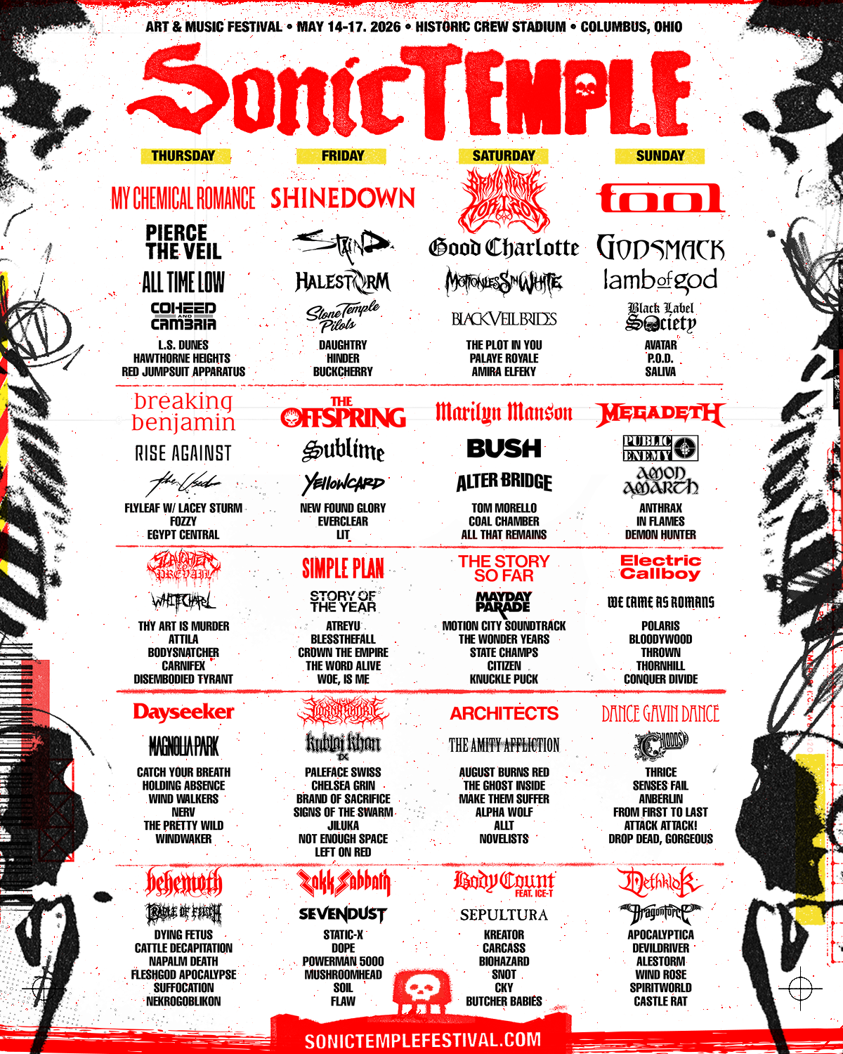 Sonic Temple 2026 Ohio massive Line Up