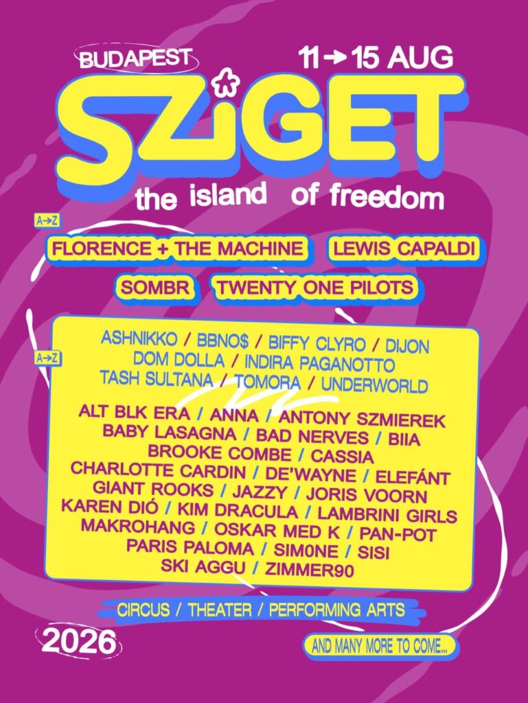 Sziget 2026 Budapest Lineup Poster